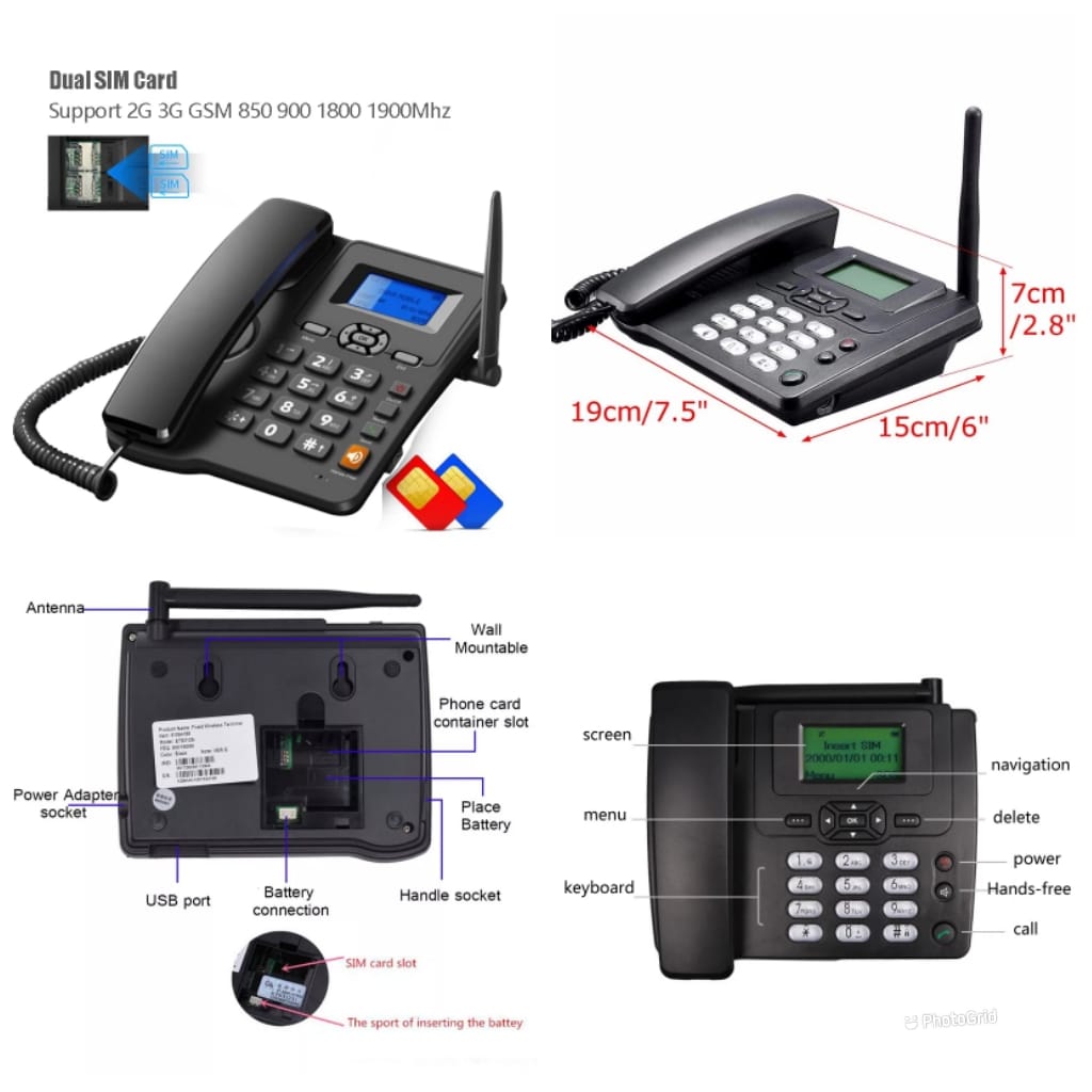 Fixed Wireless GSM office/home Desktop phone with Dual Lines
