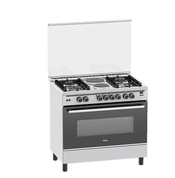 Haier 4 Gas Burner + 2 Electric Plates 90x60 Cooker with Electric Long Oven - HCR6042EDS