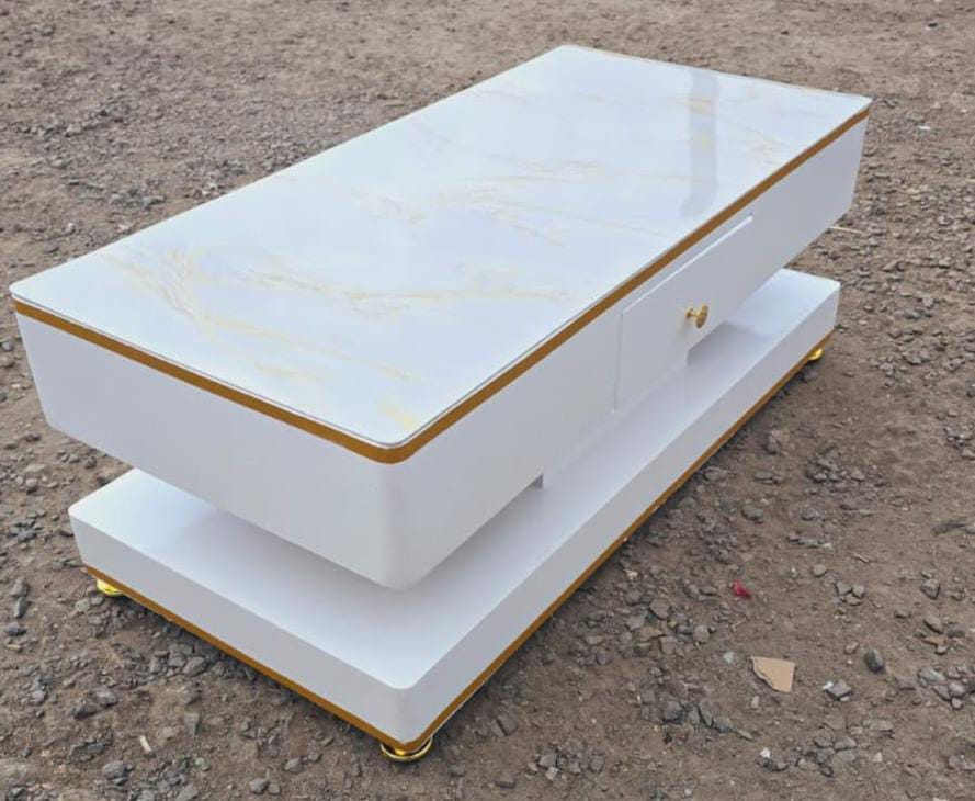 Customised Coffee Table White and Gold marble top