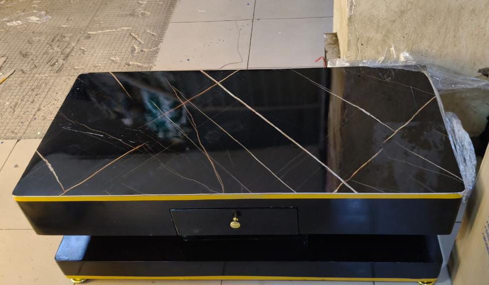 Modern Customised Black Gold Coffee  Table With marble topping