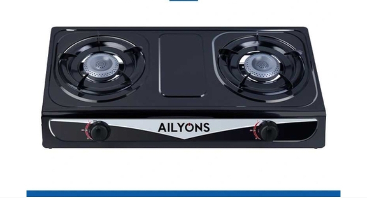 Ailyons GS013-2 Gas Cooker Stainless steel Double Burner blk