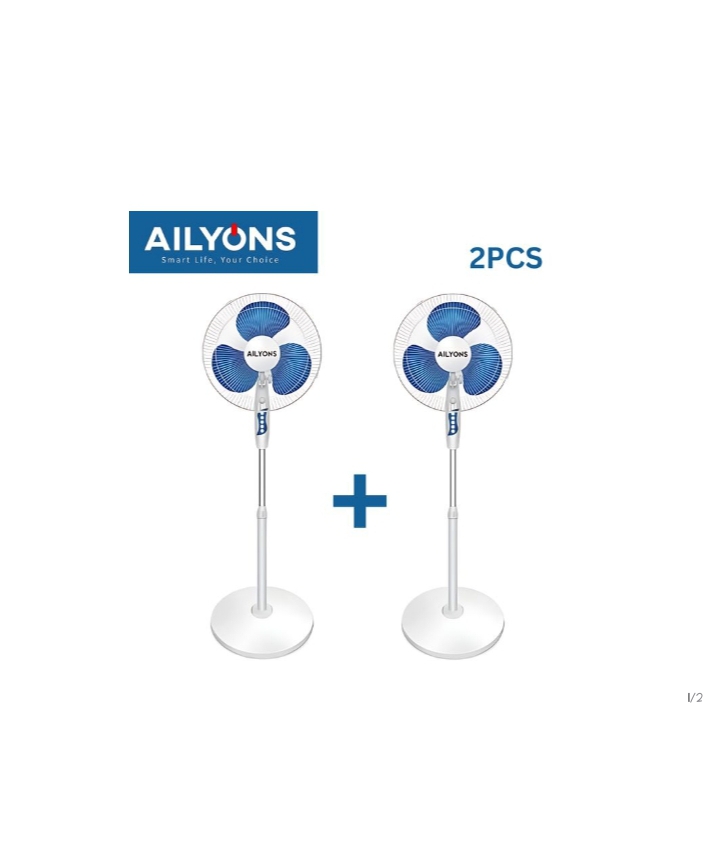 AILYONS FS-1609-k 16" Stand Fans,5 Speed, 2PCS-White/Blue( 1YR WRTY)