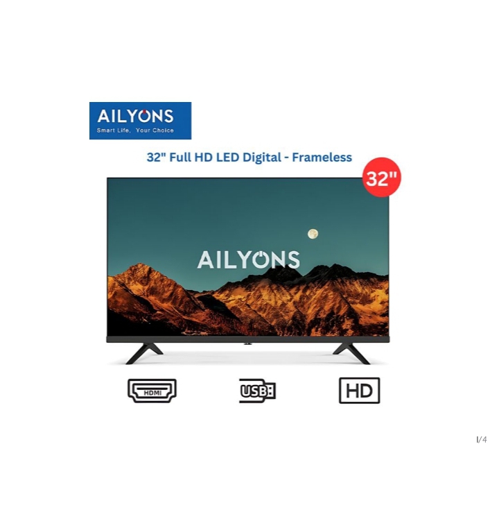 LET3208W 32" FHD Frameless Digital Led Tv inbuilt Decoder DVB T2/S2-USB-HDMI-VGA-Blk