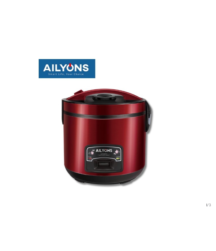 AILYONS RCX-22B02 Deluxe 2.2L Automatic Electric Rice Cooker 3in1-Red