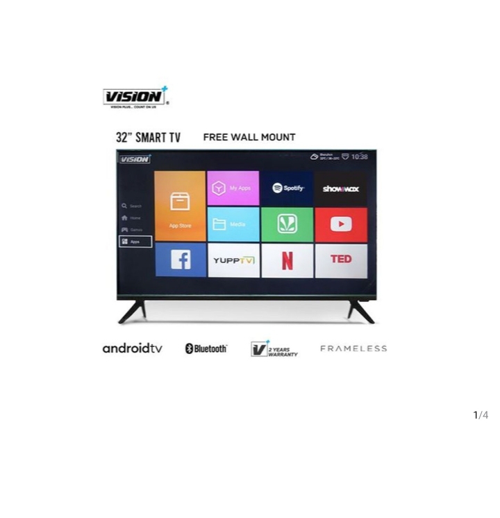 Vision plus 32" HD Frameless Smart Tv,DVB-T2/S2, Android+Free Wall mount (2yrs WRTY)
