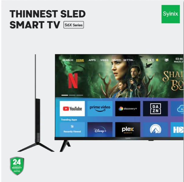 Syinix Tv 32 inch Smart Thinnest SLED TV 32S6X