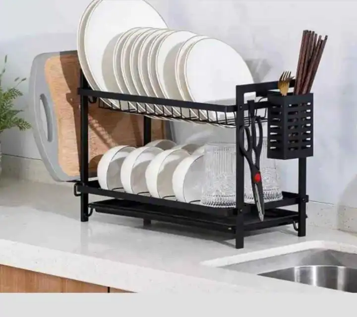 2 layer dishrack With the plastic draining tray,