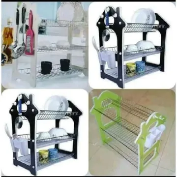 🔥SPECIAL LIMITED OFFER🔥 🥑🌽ONLY AT APPLE MALL !!! ] 1Pc Classy Very quality Durable & stylish 3 Layer wooden Sided Dishracks at Best Price