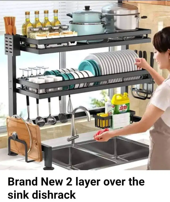Over the sink dishrack double two layer sink organizer dishrack