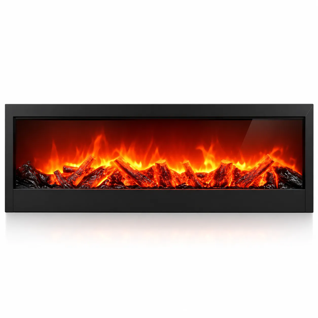 Modern Wall-Mounted Electric Fireplace Heater with Realistic LED Flame Effect