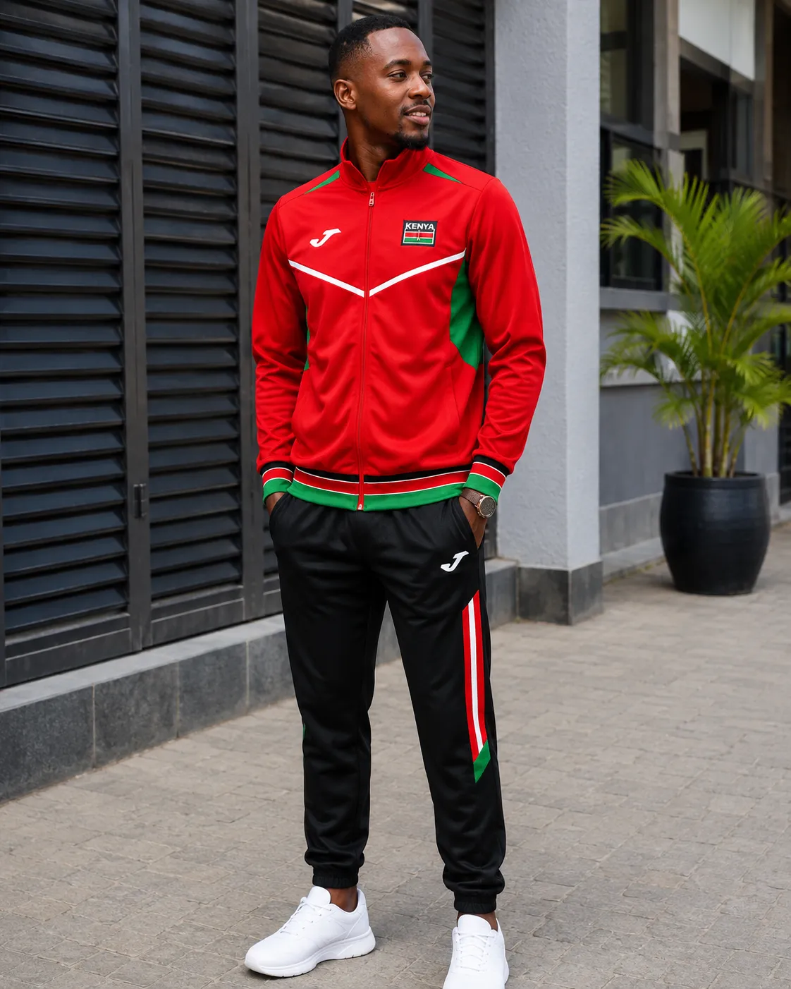 Kenya Tracksuit – Red & Black Kenya National Colors Sportswear Set