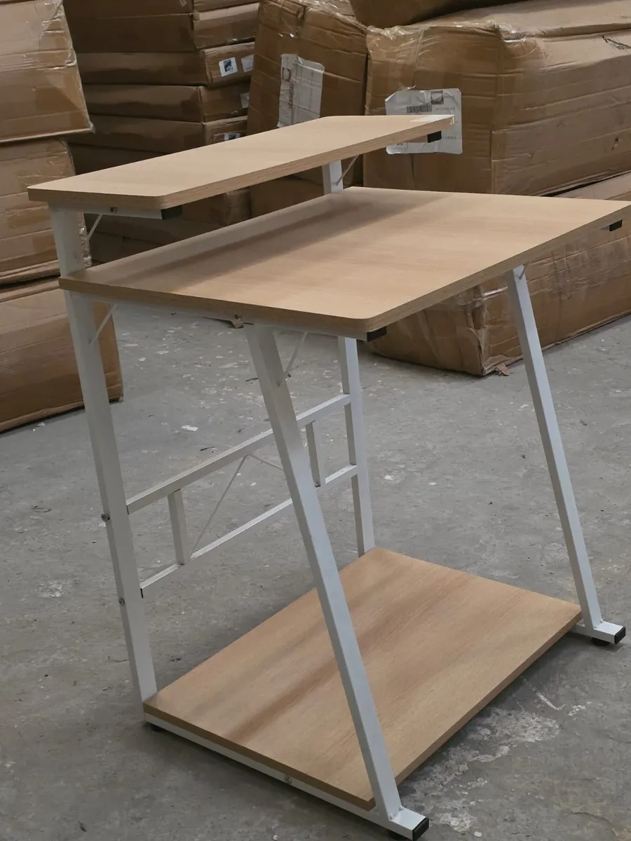 Laptop table/desk with monitor shelf and open lower storage - Image 2