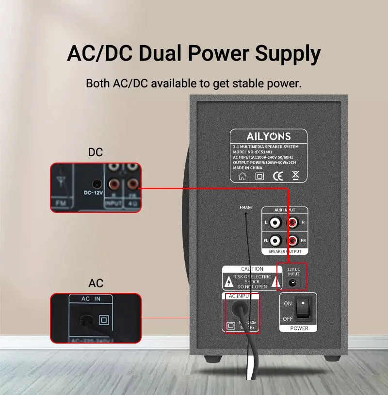 AILYONS ECS2401 2.1CH SubWoofer Home Theatrer Multi Media Speaker System, 1YR Warranty - Image 4