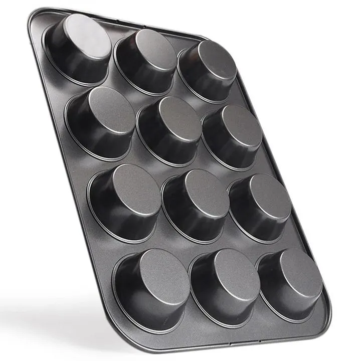 Main image of 12-Hole Non-Stick Carbon Steel Cupcake Tray Bakeware Pastry Muffin Baking Oven Tray Pan