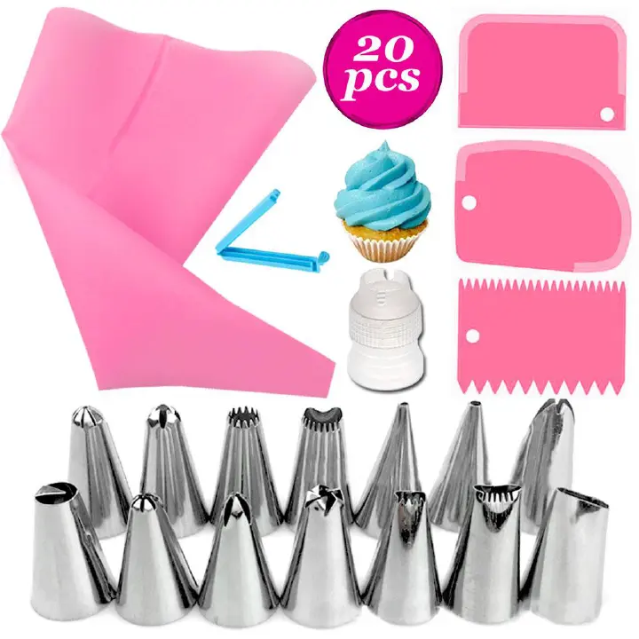 20Pcs/Set Kitchen DIY Cake Decorating Tools Icing Piping Nozzles Set Pastry Bag Scraper Flower