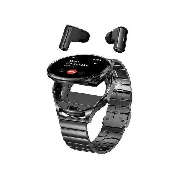 Haino Teko 12 Smartwatch For Men, Waterproof AMOLED Display, Comes with Wireless Earbuds, 3 Straps - Black