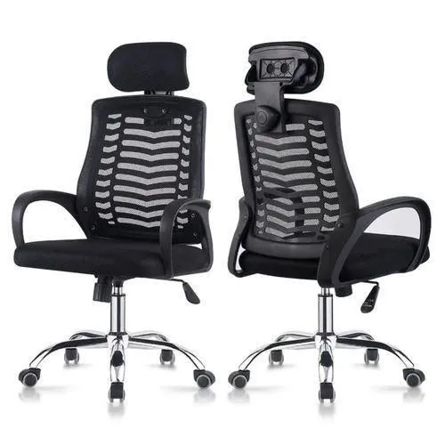 Secretarial Mesh Office Chair with Headrest - Image 2