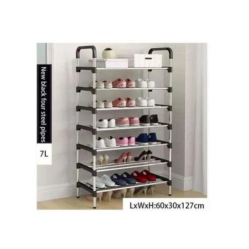 ‼️Restocked‼️  7 tier Adjustable shoe rack   Color : 🖤 black ,pink,blue - Image 4