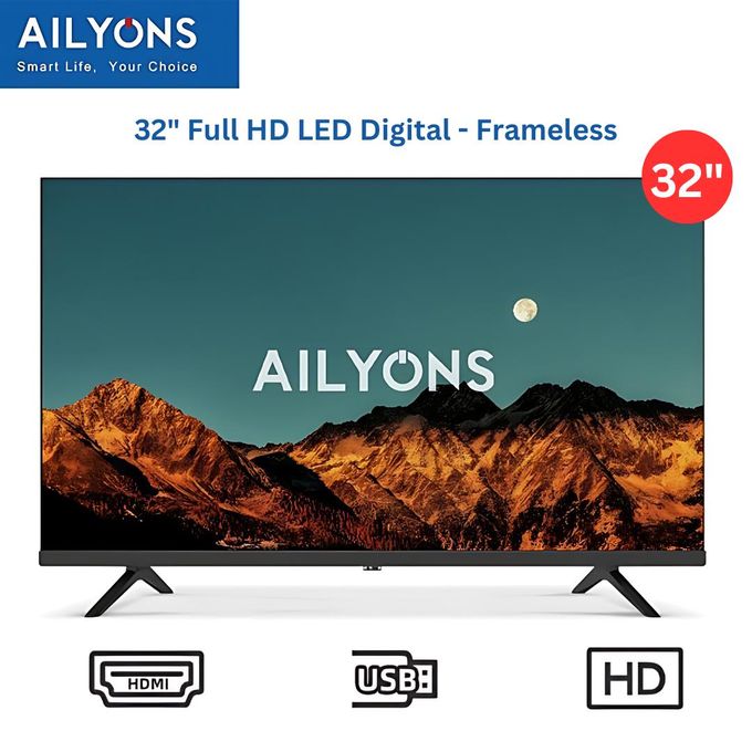 AILYONS LET3210W 32" Frameless Digital LED TV Inbuilt Decoder DVB T2/S2 - USB-HDMI-VGA - Black , (1YR WRTY) - Image 5
