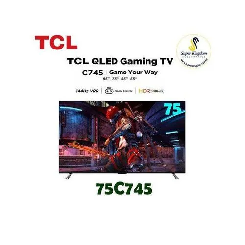 TCL 75C745 75" QLED Gaming TV 4K UHD HDR 2024 - Black