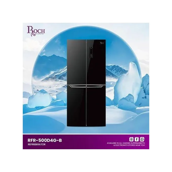Roch 421L 4 Door Glass Refrigerator RFR-500D4G-B – Energy Efficient, Spacious and Modern Design - Image 4