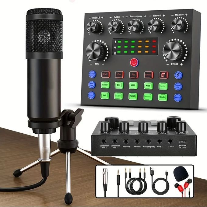 Microphone With V8S Sound Card BM800 Kit With Tripod