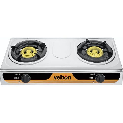 VELTON 2 Burner Gas Stove | Gas Cooker - Stainless Steel