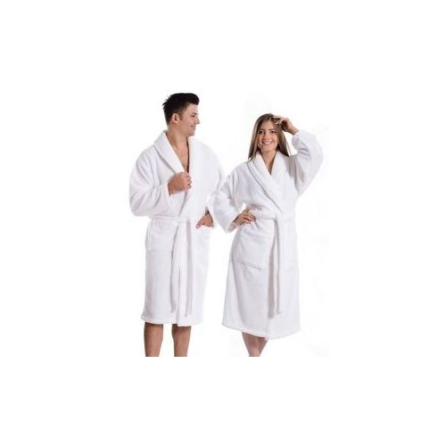 Fleece Bathrobe Long Shawl Collar Plush Robe- Unisex