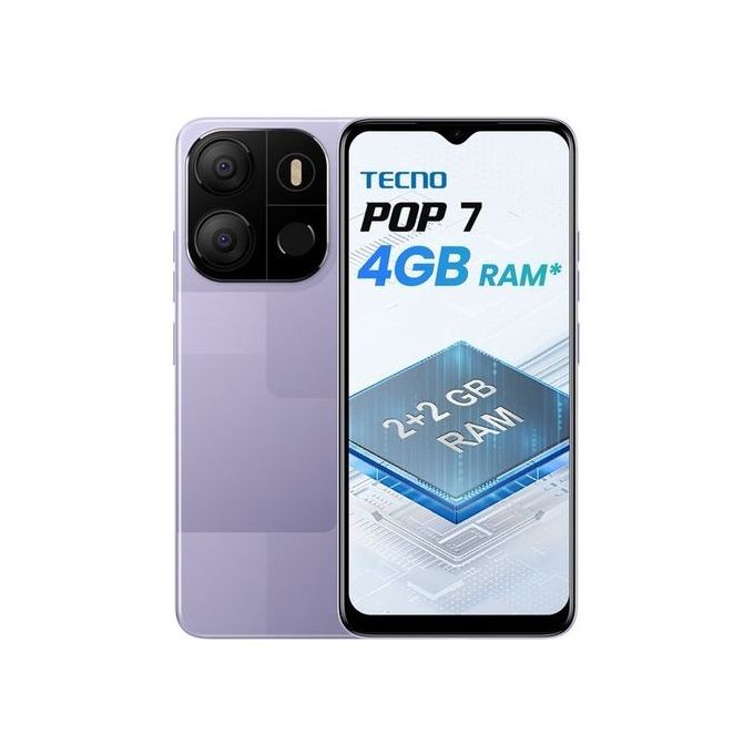 Tecno POP 7 (BF6) 6.6" HD+, 64GB ROM + Up To 4GB RAM, 5000mAh, 8MP,SPLY"