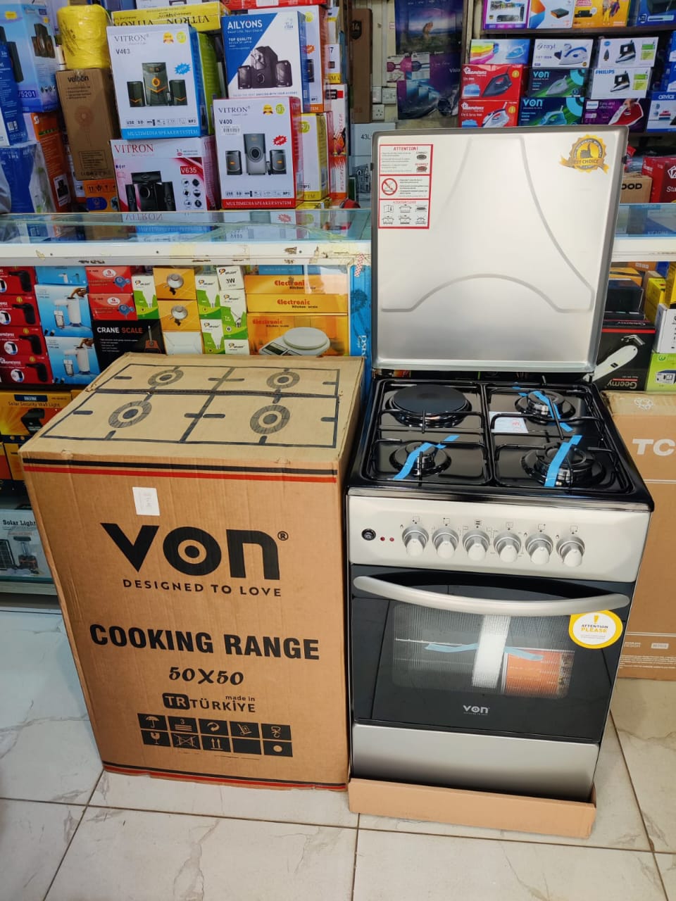 Von Standing Cooker 3G+1E Electric Oven 50cmX50cm