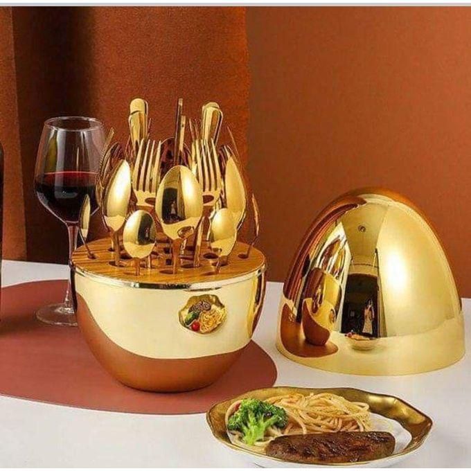 Mirror Golden   Egg shaped Cutlery set - Image 2