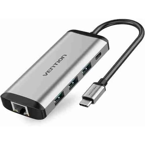 6-in-1 USB-C Hub Multi-Port Adapter – 4K HDMI, RJ45 Ethernet LAN, USB Type-C Dock, USB 3.0 Ports