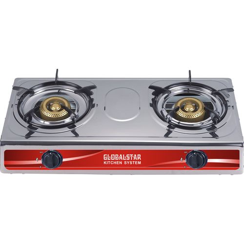 Globalstar Stainless Steel Double Burner Gas Stove GS-S206ZB - White