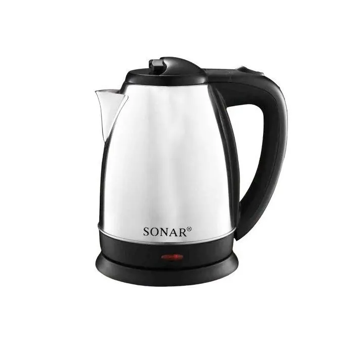 Sonar Stainless Steel 1.8Ltr Electric Kettle,1.5m Power Cord,1500W Fast Boil - Silver & Black - Image 2
