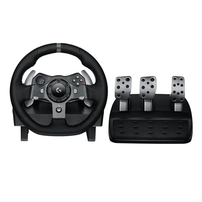 Logitech G920 Driving Force Racing Wheel and Floor Pedals, Real Force Feedback, Stainless Steel Paddle Shifters, Leather Steering Wheel Cover for Xbox Series XS, Xbox One, PC, Mac - Black