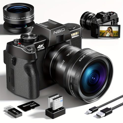 NBD S100 Pro 4K Digital Cameras For Photography, 48MP/60FPS Video Camera For Vlogging, WiFi & App Control Vlogging Camera, Small Camera With 32GB TF Card.Wide-Angle & Macro Lens