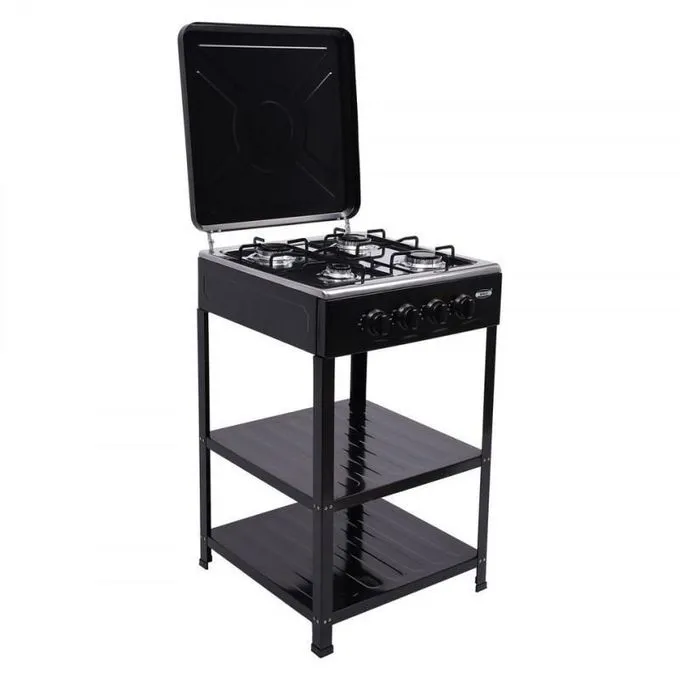Rashnik 4 Burner Deluxe Gas Stove – Standing Cooker with Storage Shelves