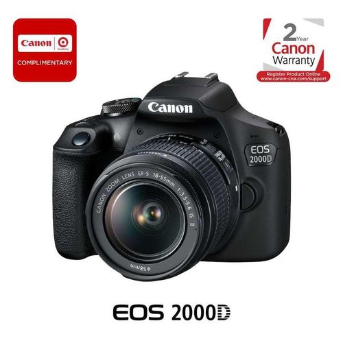 Canon EOS 2000D DSLR 24.1MP Camera with EF-S 18-55mm f/3.5-5.6 II USM Lens