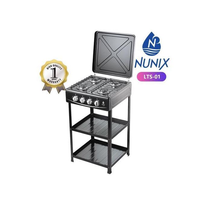 Nunix 4 gas free standing cooker with shelves