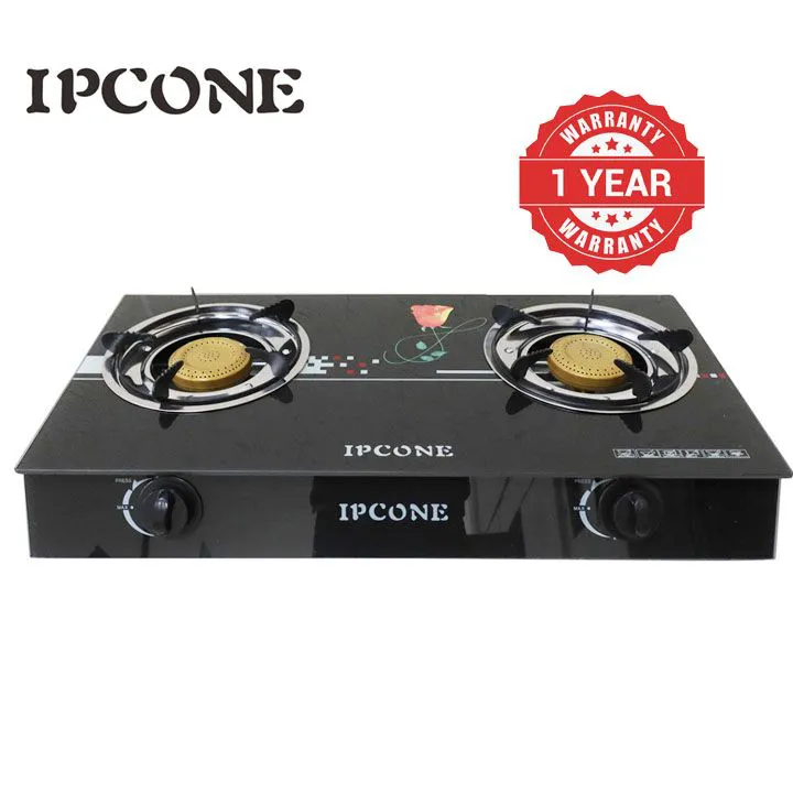 IPCONE 2 Gas Cooker 02 Glass Top Double Burner Gas stove