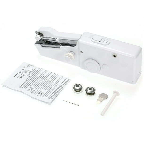 Mini handheld sewing machine, powered by 4 * AA batteries, portable for anytime use.