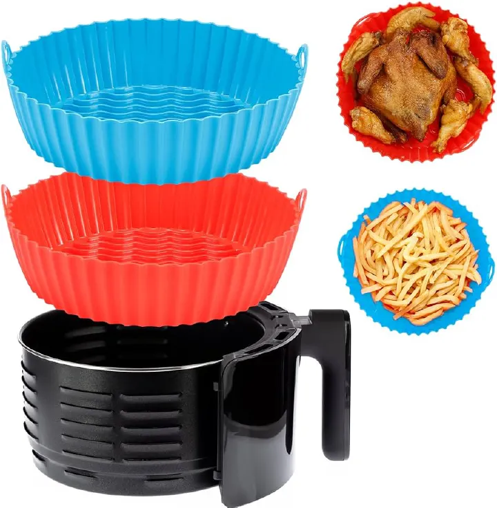 Silicone Air Fryer Pot, Air Fryer Silicone Baking Pan, Reusable Non-Stick Air Fryer Silicone Liners