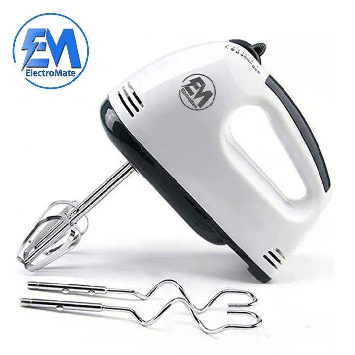 EM Hand Mixer Whisk Egg Beater Food Stirrer Grinder Blender Kitchenware Kitchen Tools Utensils Cooking Machine Cookware White ElectroMate - Image 5