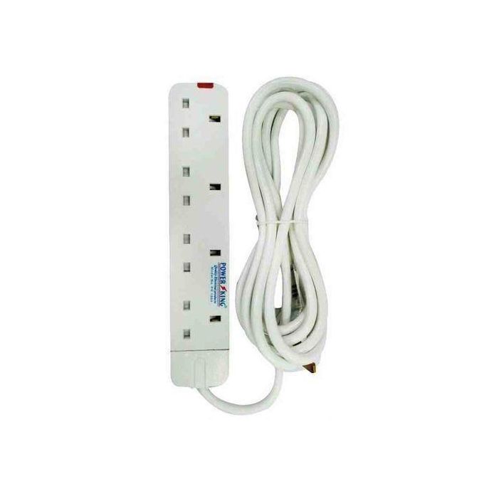 Power King Best 4 Way Power Extension With Long Cable // Power extenson - White