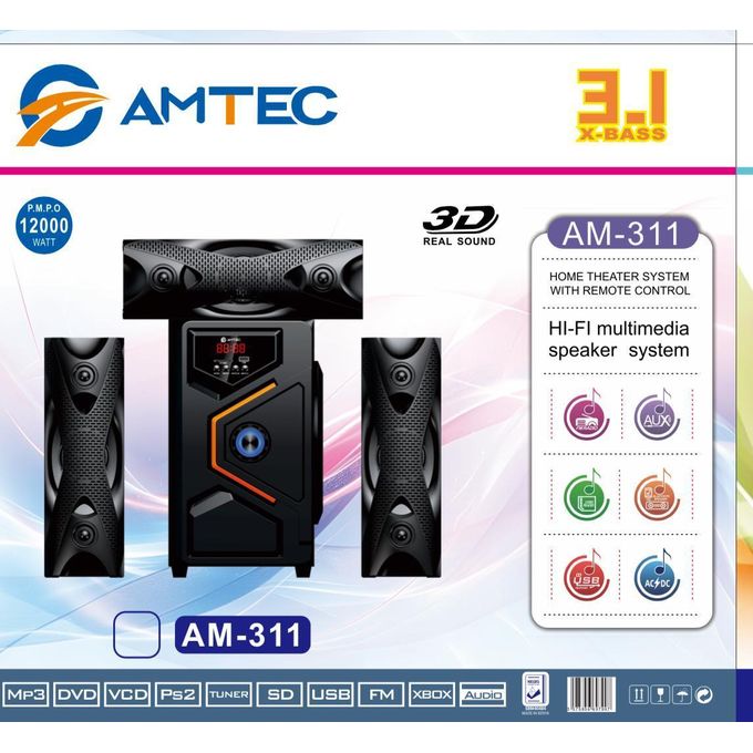 Amtec AM-311 3.1CH X-BASS Multimedia Home Theater System 12000W PMPO - 1YR WRTY - Image 2