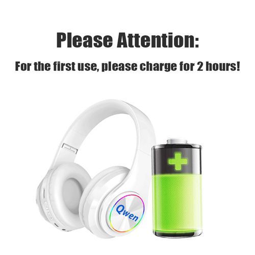 Qwen Wireless Earbuds Bluetooth Headphones Bluetooth Headsets LED Light Foldable-White - Image 4