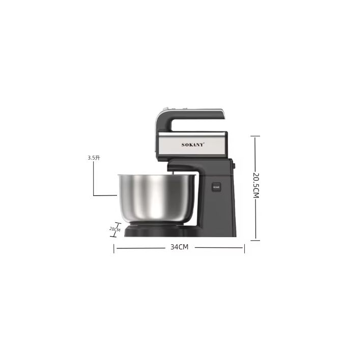 Sokany Quality Kitchen Stand Mixer with Stainless Steel 3.5L bowl Egg Whisk, Dough Hook, Flat Beater - Image 2