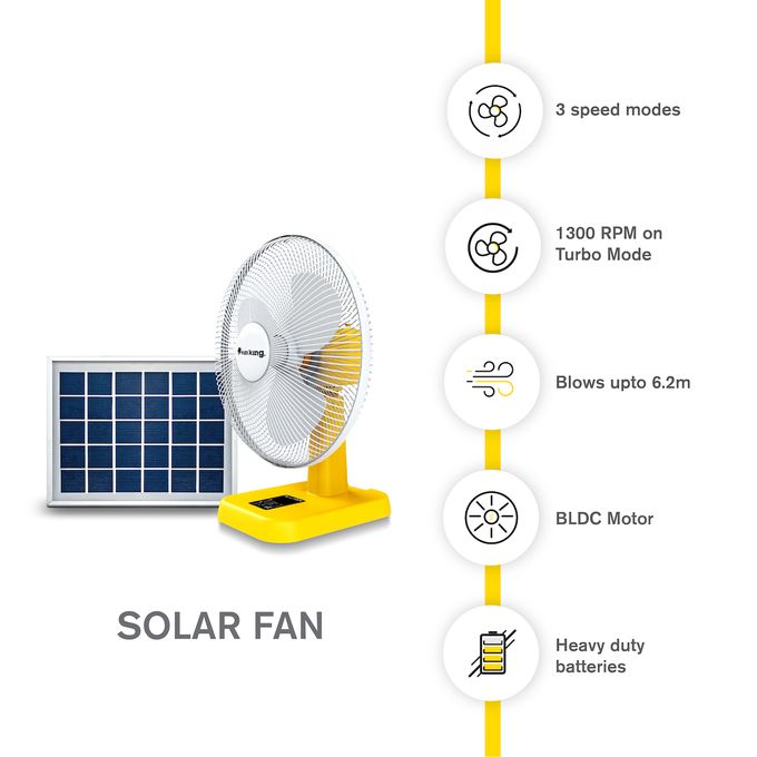 Sun King Solar Fan 16" With 20W Solar Panel -Yellow - Image 3