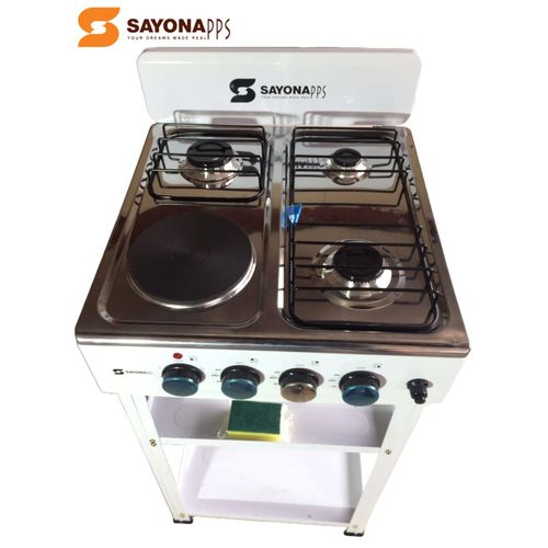 Sayona SGB-4552, 3G+1E Gas Cooker with Storage Shelves + 1 Year Warranty - Image 2