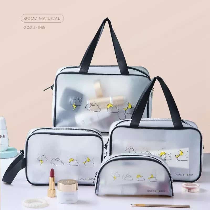 Women 4pc set Transparent Necessary Cosmetic Bag